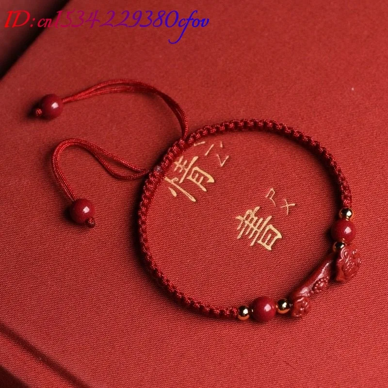 

Customized Genuine Red Cinnabar Ruyi DIY Bracelet Hand Weaving Jewellery Fashion Gift Man Woman Luck Trendy Amulet New