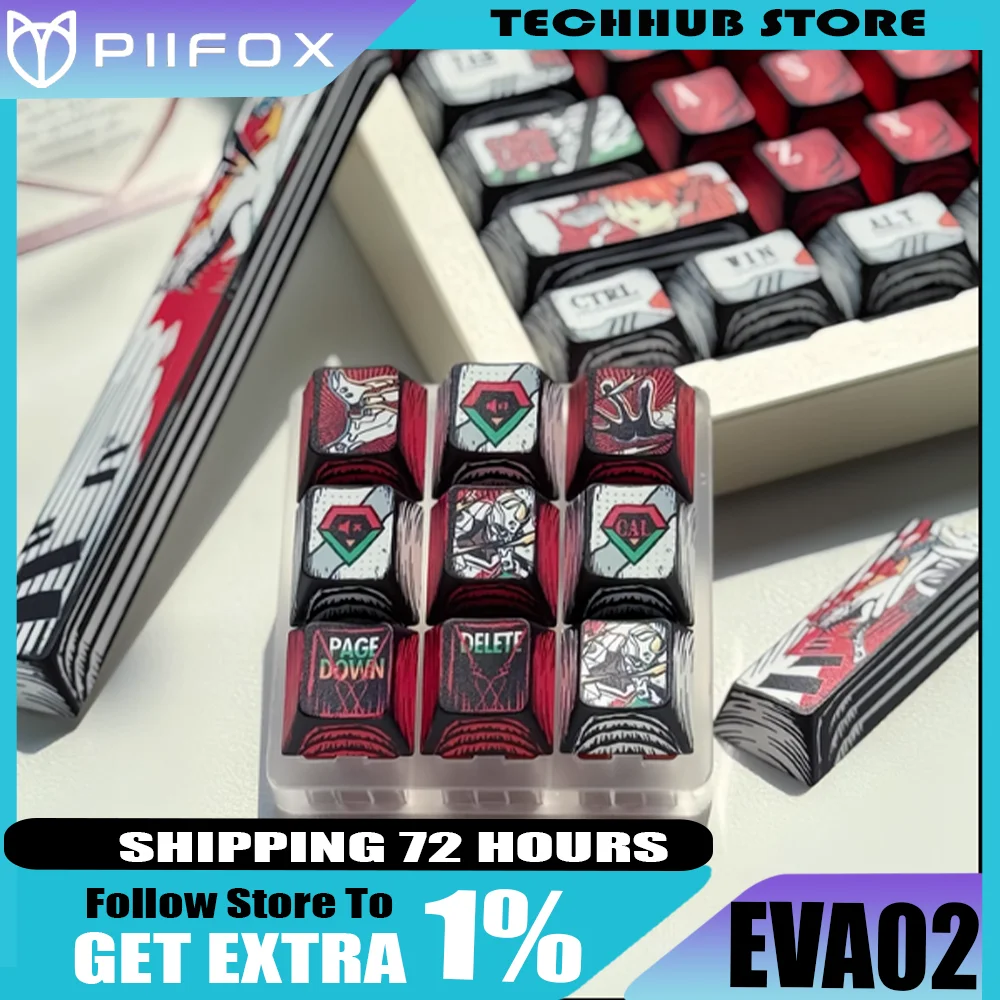

PIIFOX EVA02 PBT Cherry Profile Key Cap Пятисторонняя термосублимационная индивидуальная клавиатура 146 клавиш Аксессуары для игровой клавиатуры