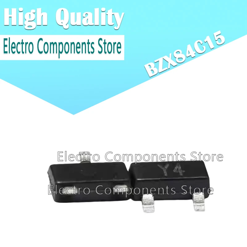 50PCS 350mW Surface Mount Zener Diode BZX84C15 BZX84-C15 (Marking Y4) Y4 15V SOT-23