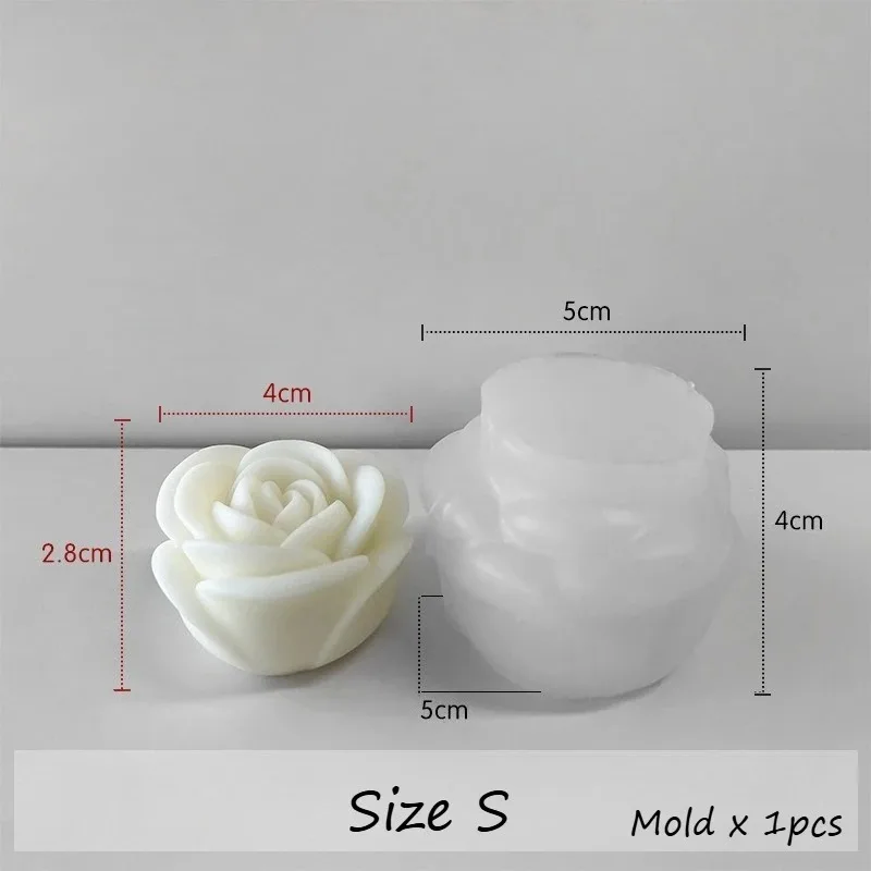 Mehrgrößen 3D Romantische Rosen-Silikonform DIY Kerzen- und Seifenherstellungswerkzeug Hochzeitstorten-Dekoration Perfektes Valentinstagsgeschenk – Detail 7