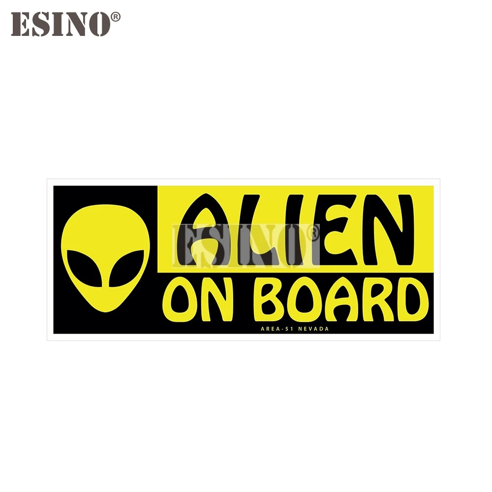 Car Styling Creative Funny Warning UFO Alien On Board Cartoon PVC Decal Waterproof Car Body Sticker Pattern Vinyl