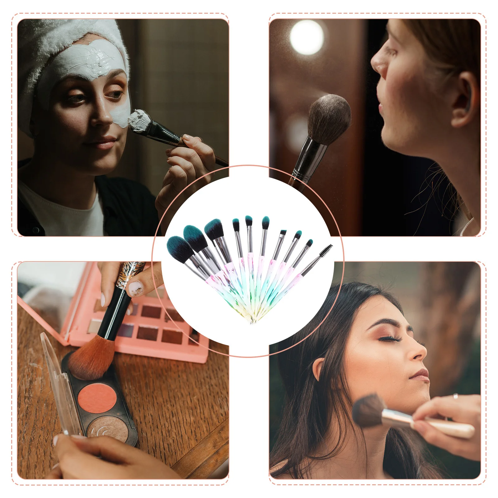 10-delige borstelset Professionele make-uptools Zachte dichte vezels Foundation Poeder Blush Oogschaduw Schoonheidsaccessoires Kit