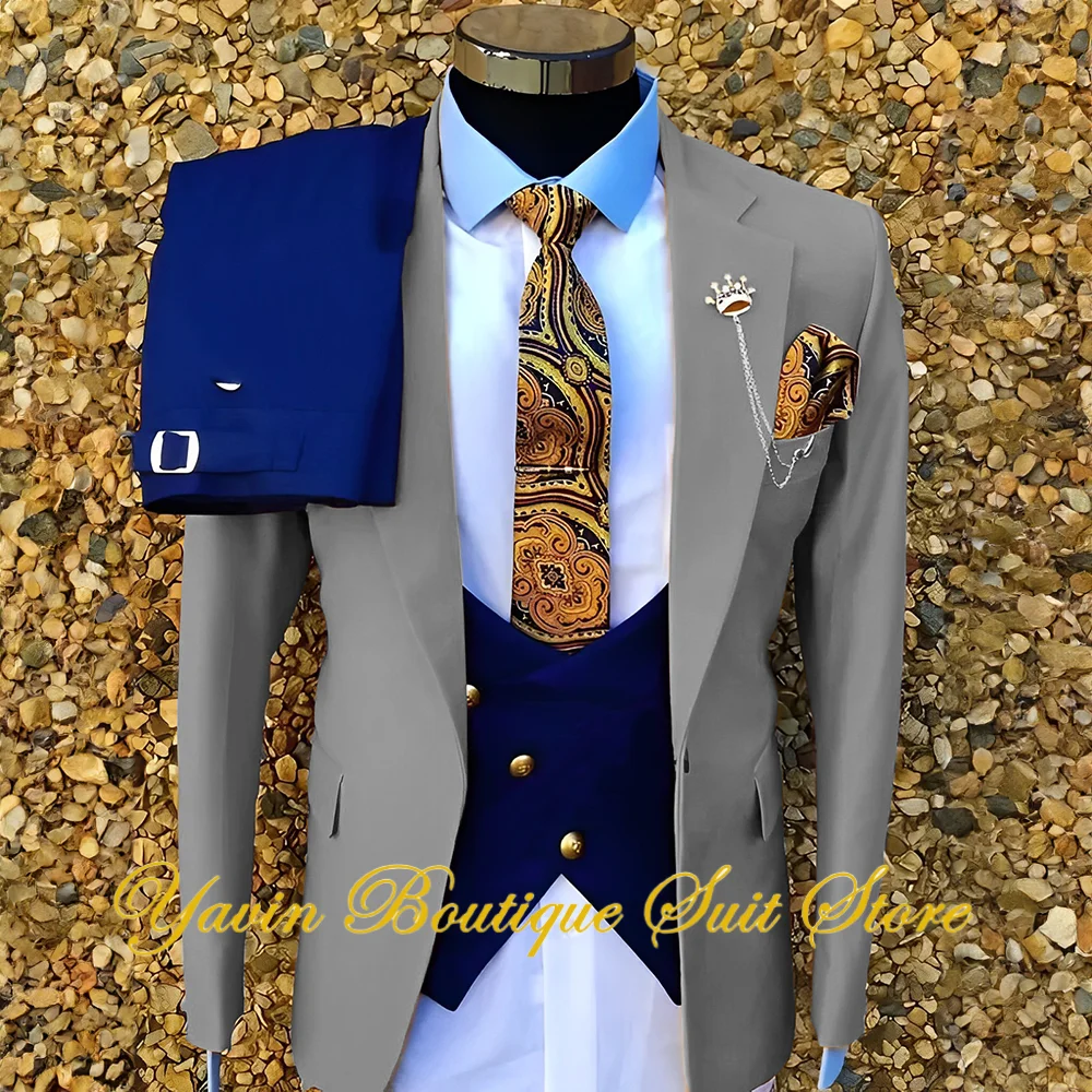 Elegant Men's 3-piece Suit Set Formal Jacket Wedding Groom Tuxedo Blazer Customized Men Outfits