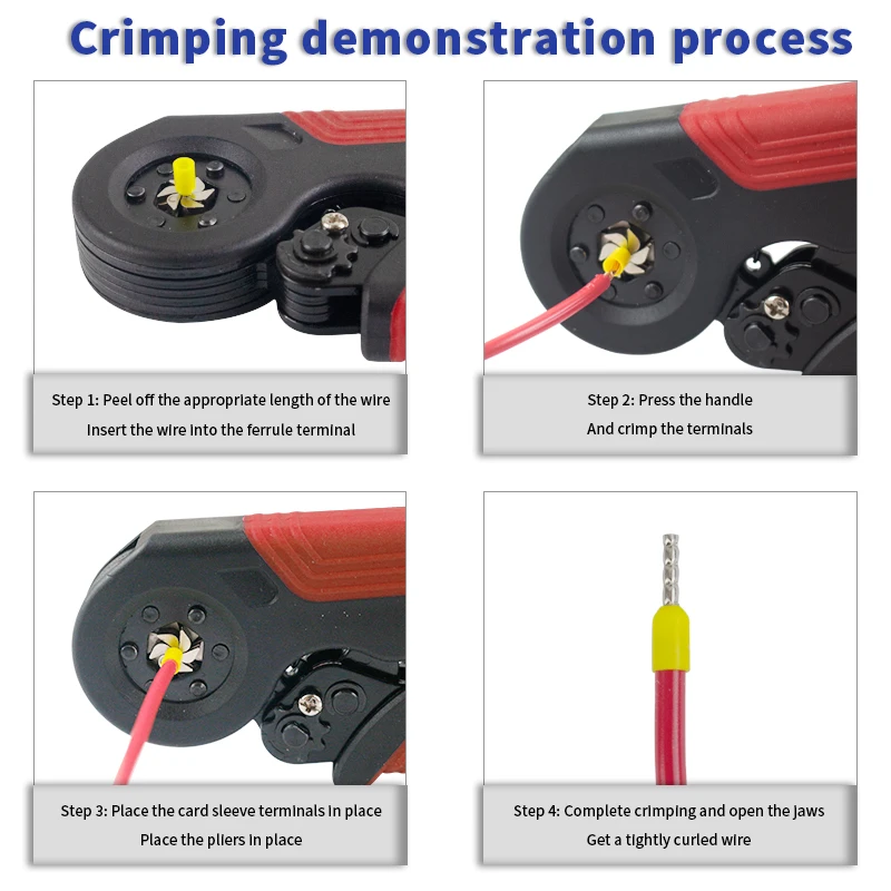 Ferrule Crimping Tool Tubular / Pin Terminal Professional Electrician Pliers Max Crimper 10mm ² 7AWG Adjustable Ratchet Tools