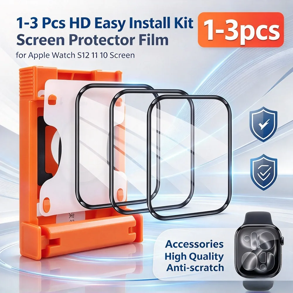 1-3 Pcs HD Easy Install Kit Screen Protector Film for Apple Watch S12 11 10 Ultra 4 3 2 49mm Anti-scratch Screen Accessories