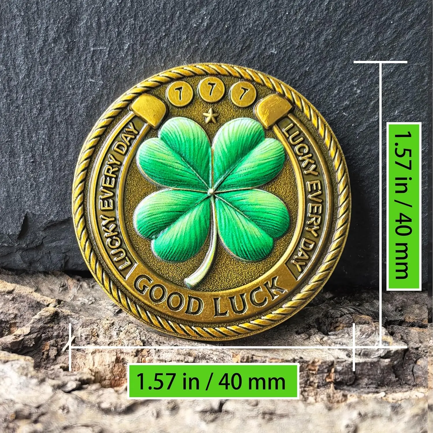 عملة الحظ السعيد – سحر تحفيزي بأربع أوراق البرسيم والفيل من أجل الازدهار والنجاح، آلة خدش تذكرة اليانصيب المثالية. #5