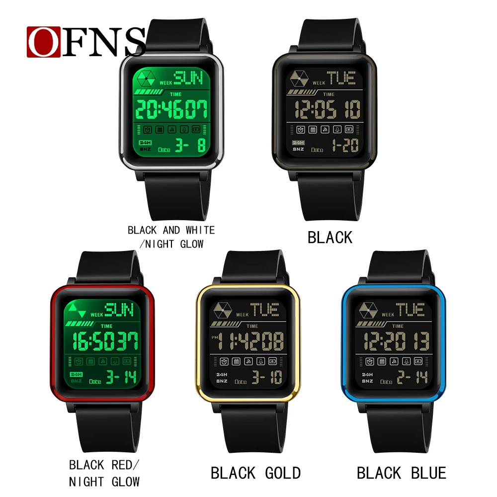 OFNS New Style Design Electronic Men\'s Teenagers Sport Wristwatch High Quality Waterproof Stopwatch Multifunction Student Watch