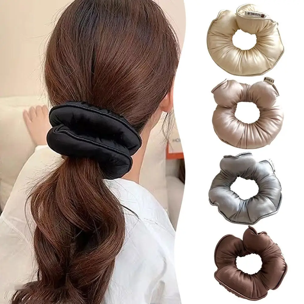 

Elastic Ponytail Holder Hair Scrunchies For WomenGirls Soft Solid Satin Filled Cotton Big Band Sleeping Hair Accessories