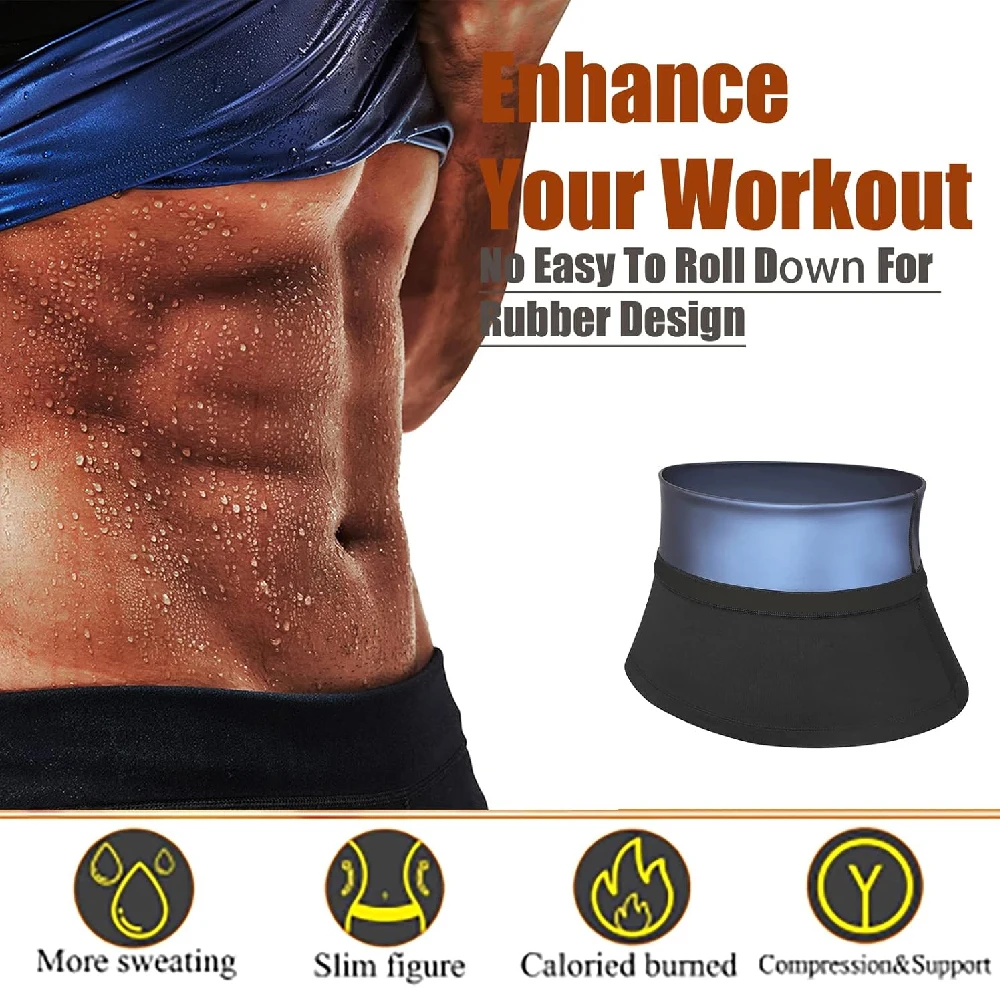 1PCS Neoprene-Free Sauna Belt for Men, Waist Trimmer Waist Cincher, Sweat Slimming Workout Shaper for Beer Belly Support