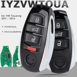 KEYECU 315/433/868MHz inteligentny klucz zdalny 3/4 przycisk Fob dla Volkswagen Touareg 2011 2012 2013 2014 z małym kluczem FCCID: IYZVWTOUA