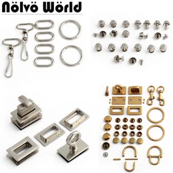 2/5/10Sets Metal Ring Trigger Snap Hook For Shoulder Handbag Strap Bags Adjust Pin Buckles Rivet Puller Slider Locks Accessories