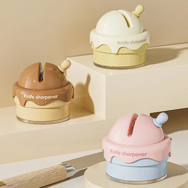 Aiguiseur de couteaux et ciseaux de cuisine domestique à ventouse Ice Cream, Nouvel aiguiseur de couteaux professionnel rapide...