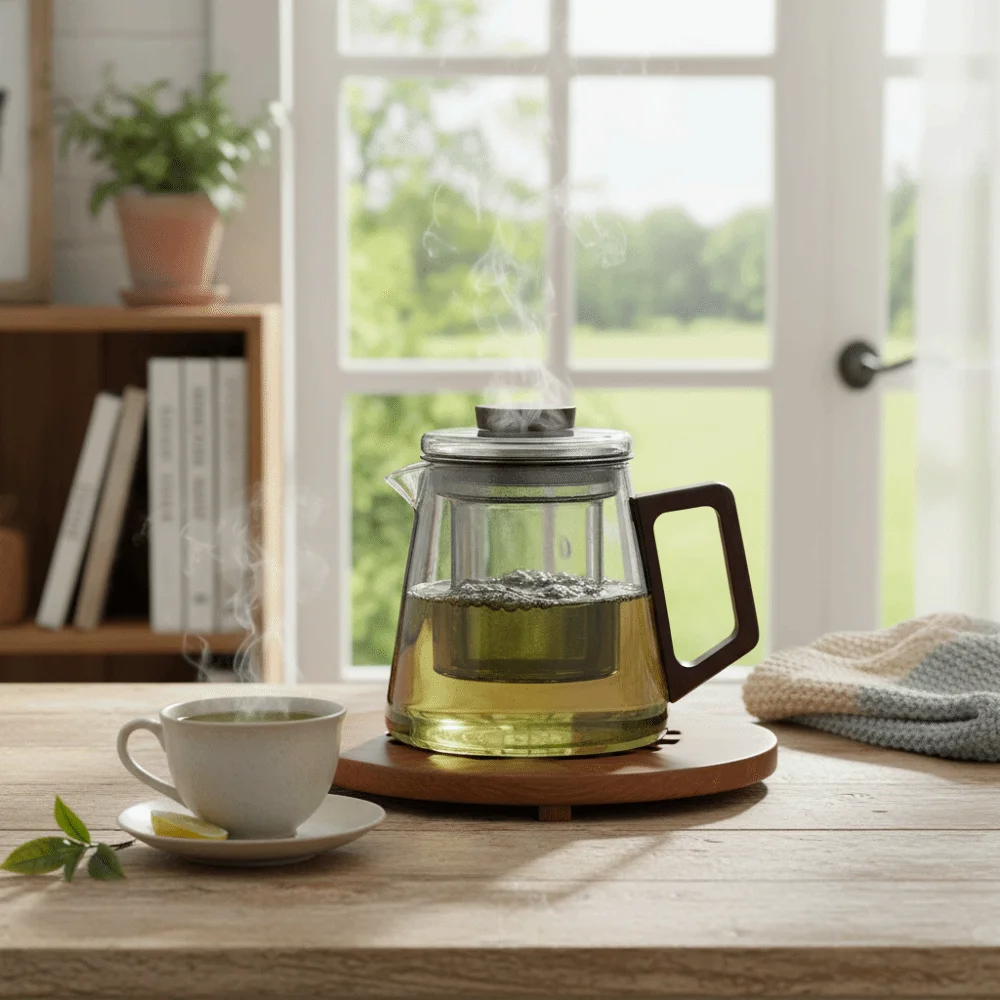 

Утолщенный стеклянный заварочный чайник, термостойкий, с функцией разделения чая и заварки, с прозрачной крышкой, с кнопочным управлением