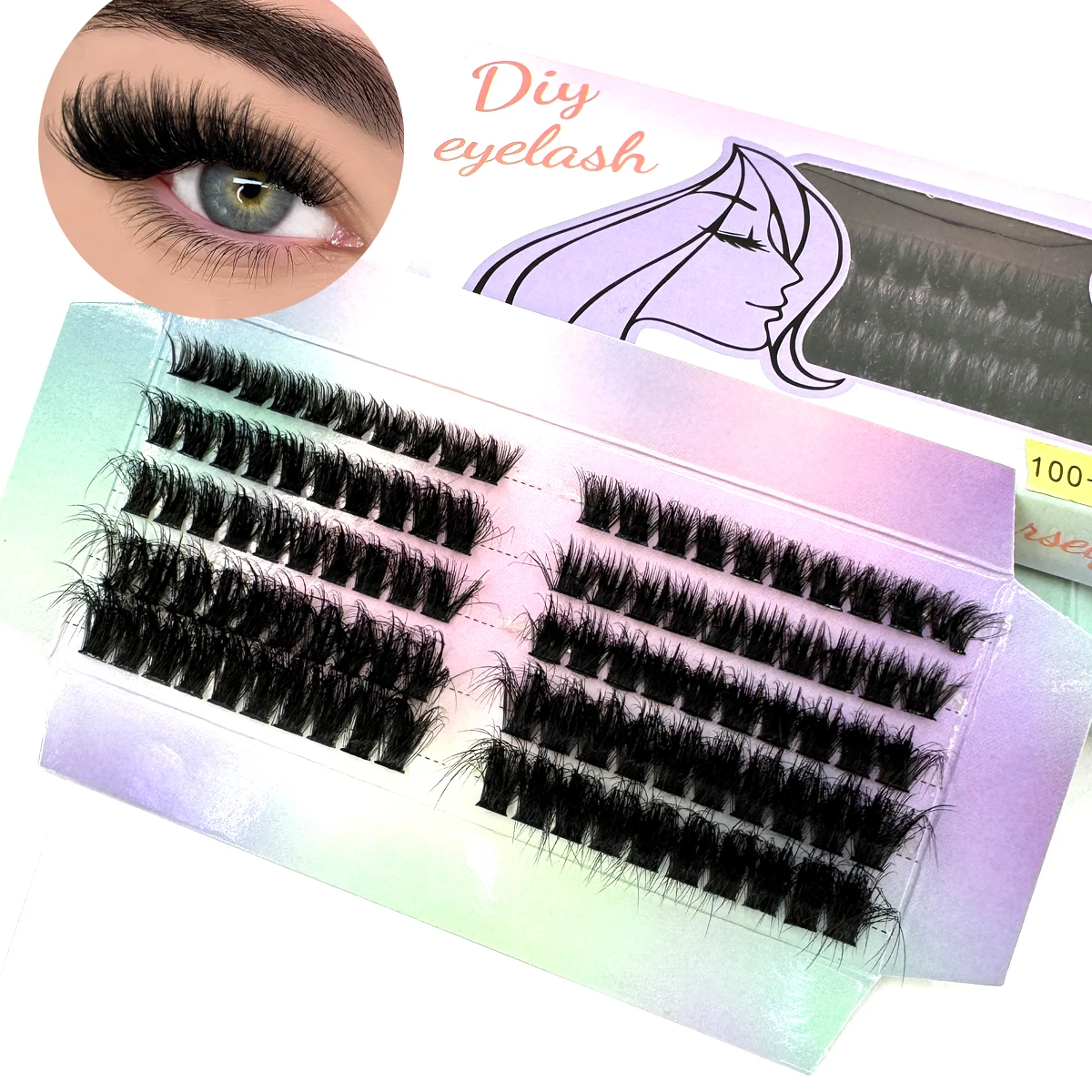 新しい 5 行 50D-120D ミックス 5D ふわふわ個別まつげクラスターエクステンションつけまつげ DIY 自宅クラスターメイクまつげツール