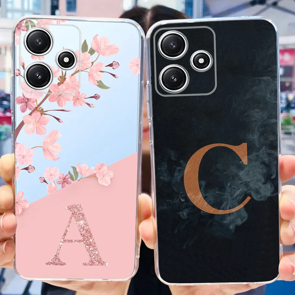 For Xiaomi Redmi 12 5G Case Redmi 12 5G Global Cute Letter Soft Silicone TPU Phone Back Cover For Redmi12 5G