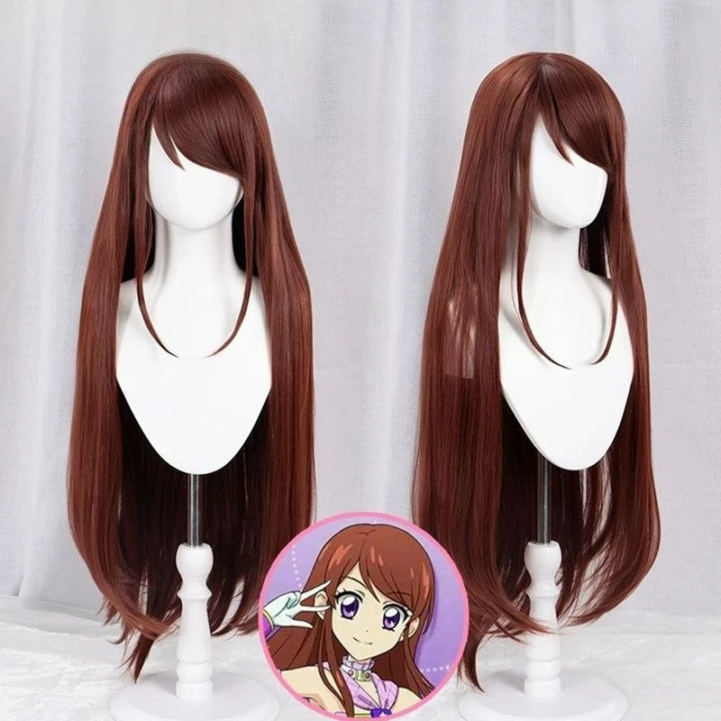 

Aikatsu! Kanzaki Ran Cosplay Wig Brown 100CM Universal Long Hair High Temp Fiber Breathable Rose Net Cap
