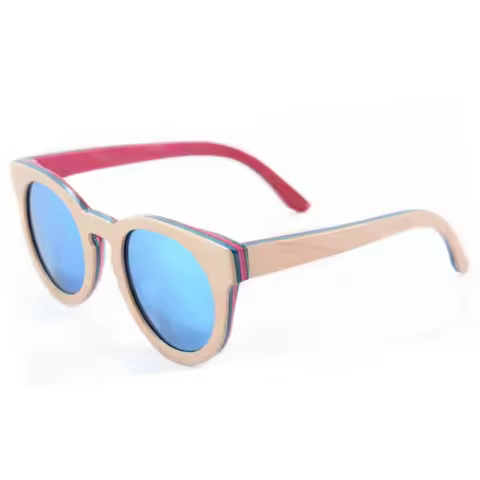 Cat Eye Skateboard Wooden Sunglasses 7 Layer Nature Wood Sungalsses for Women Polarized Lenses Uv400 Protection Nice Mum Gift