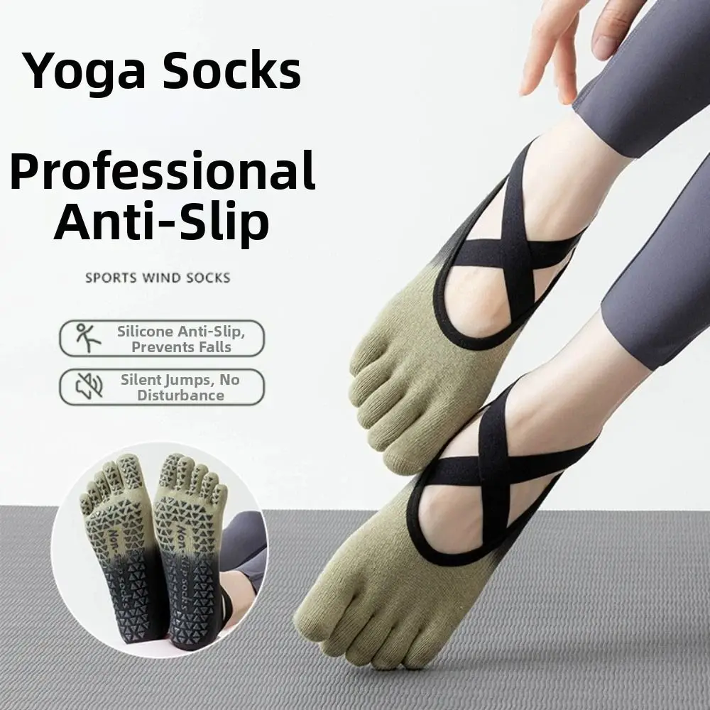 Casual Anti-Slip Sports Five Finger Socks Gradient Color Split-toed Women Yoga Socks Thin Breathable Yoga Short Hosiery Fitness