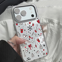 For iPhone 17 Pro Max Case Plating Lens Christmas Gifts Pattern Cover For iPhone 16 Pro Max Funda iPhone 13 14 15 12 11 Air