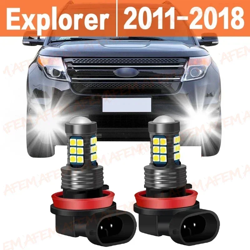 2PCS Car LED Fog Light Lamp Bulb For Ford Explorer 2011 2012 2013 2014 2015 2016 2017 2018 Replace Bulbs Auto Accessories