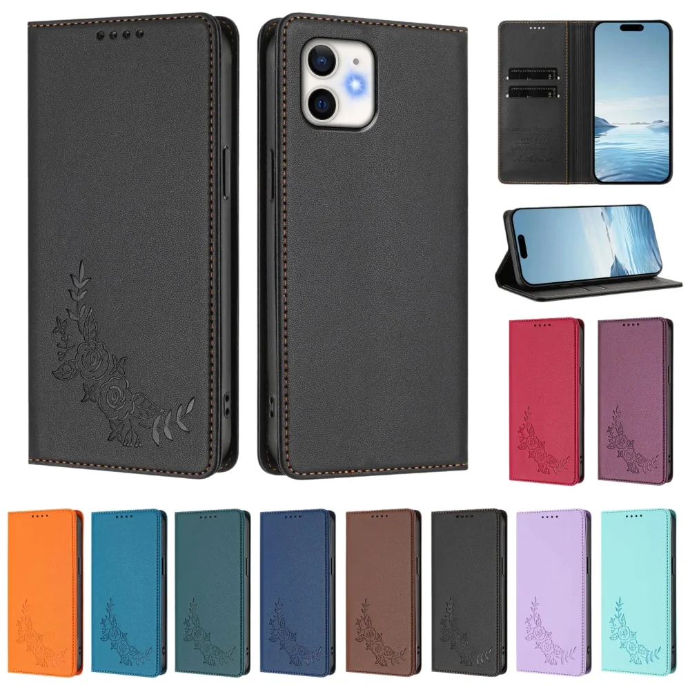 Magnetyczne etui z klapką ze skóry do Samsung Galaxy A57 A37 A27 A17 A07 A56 A36 A26 A16 A06 z przegródką na karty, funkcją podstawki i ochroną przed wstrząsami. — zdjęcie produktu 7