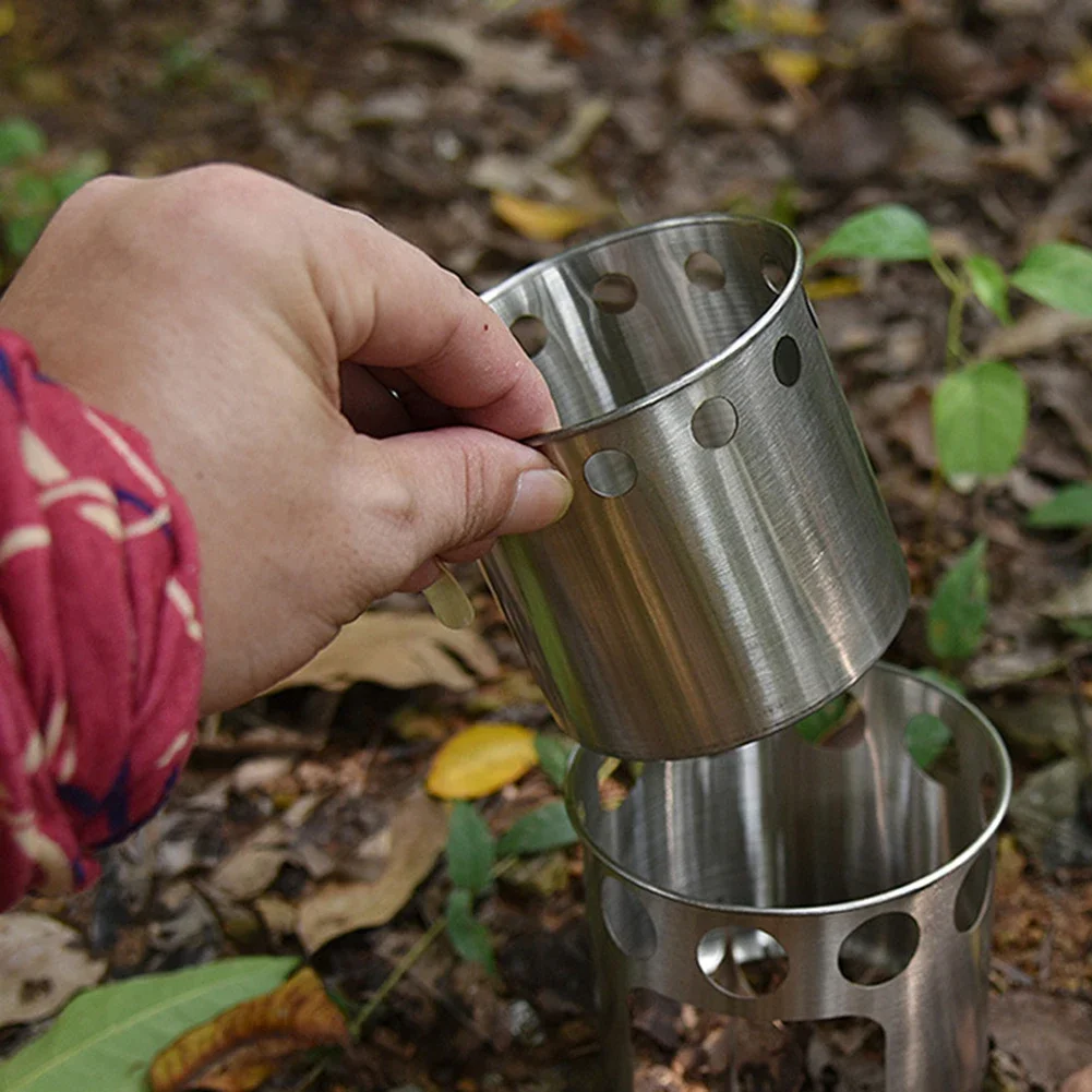 

Camping Cookware Kit Camping Cooking Set Firewood Stove & Cooking Set Camping Stove Stainless Steel Lightweight Portable Outdoor