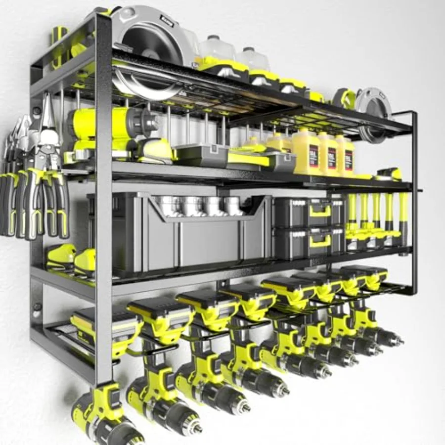 

Органайзер для электроинструментов - настенный держатель, 4-уровневая металлическая стойка для хранения электроинструментов, органайзер и система хранения для гаража