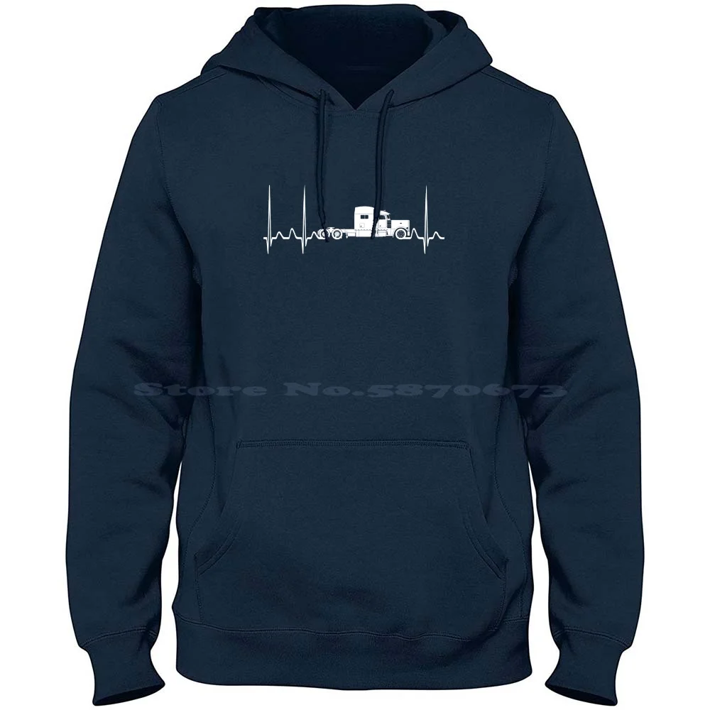 Peterbilt 379 Truck Driver Heartbeat 100% Cotton Hoodie Truck Driver Trucker Dad Trucking Over The Road Lorry Peterbilt