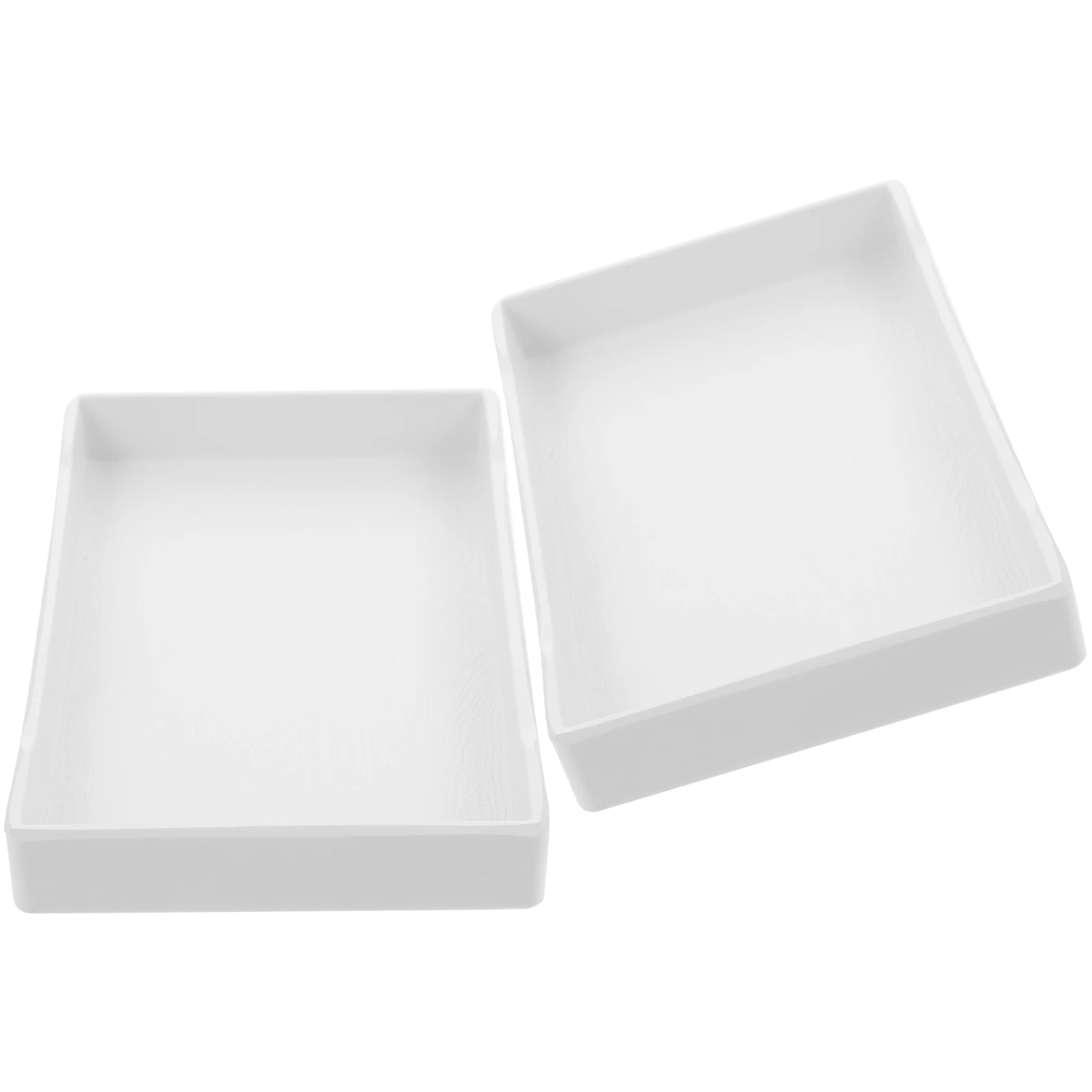 

2 Pcs Rectangular Plastic Trays Melamine Food Serving Plates Snack Tray Fruit Plate Home Kitchen Bar Use Portable