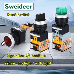 Light Toggle Switch on Off Knob Switch 2 3Position Self Reset Self Lock Transfer Switch 22mm LED Power Switch Red Green 24V 220V