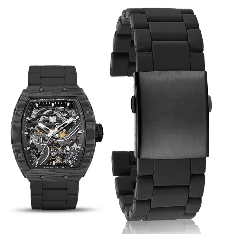 

Rubber-coated steel wristband, suitable for Sevenfriday Casio sports watch chain accessories men's wristband 24mm, 26mm, 28mm