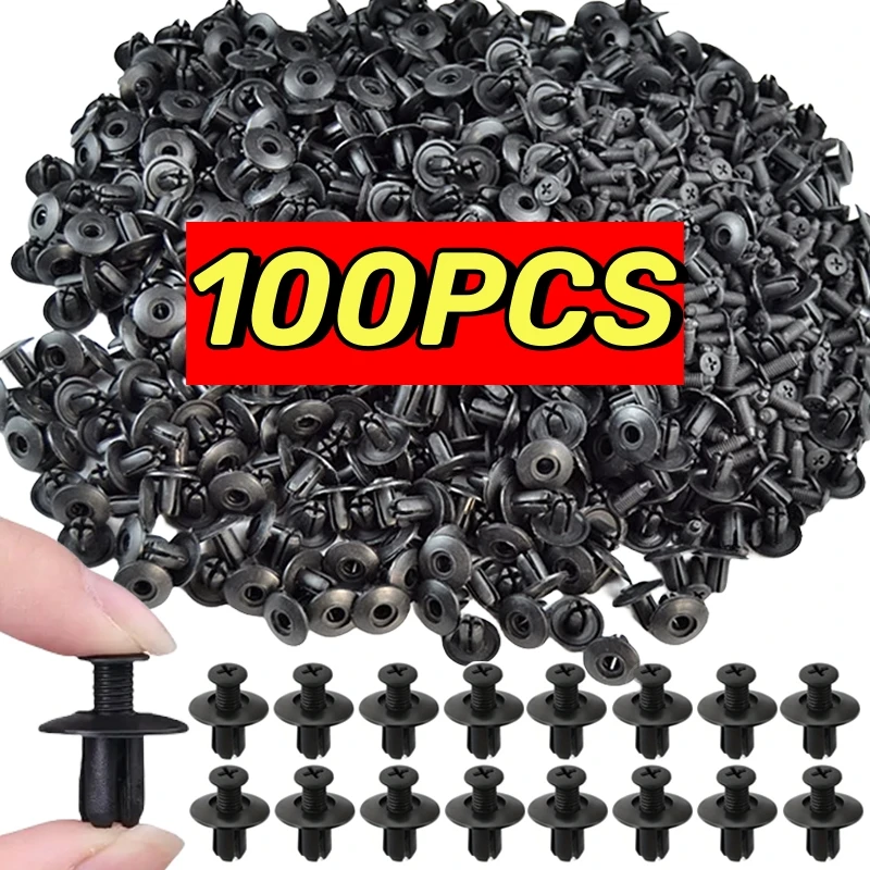 50/100pcs 8mm Plastic Rivets Fasteners Screw Car Bumper Fender Black Rivet Car Fastener Clips For Toyota Focus Kia Nissan Yamaha