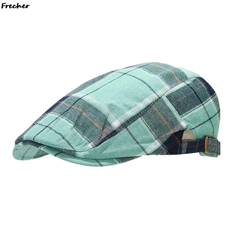 Adjustable Buckle Newsboy Cap Fashion Driving Hats Classic Plaid Painter Caps England Style Detective Hat Male Fashion Beanies