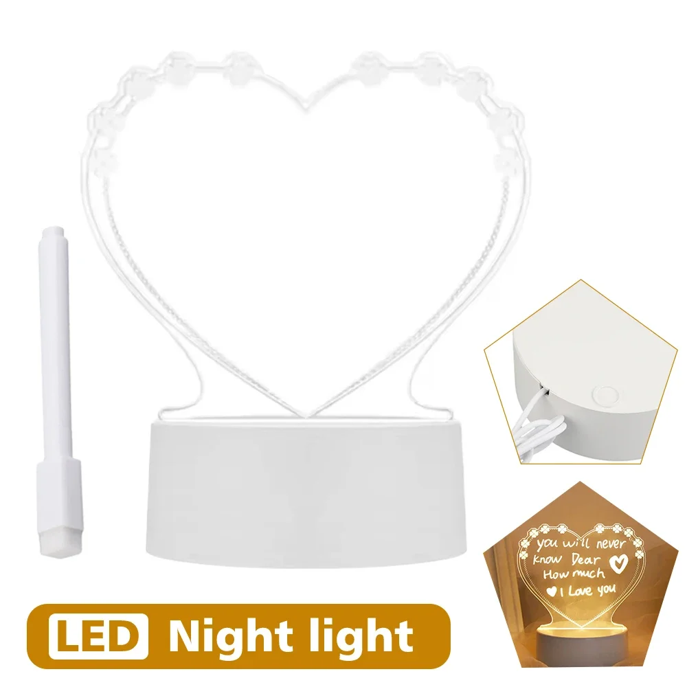 Night Light Warm Soft Light Table Decor USB Rewritable Message Board Creative LED Note Board Night Lamp