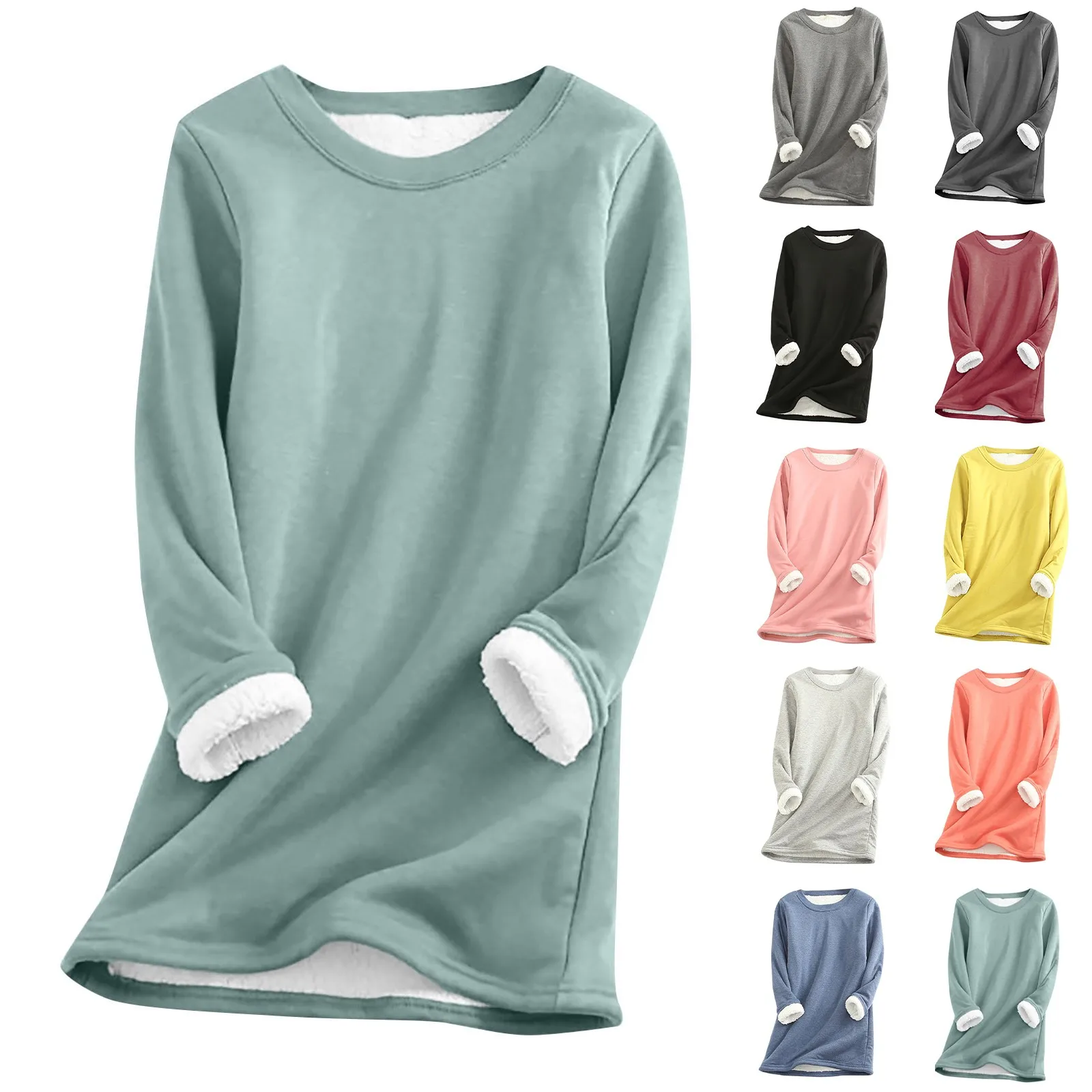 Jumper Outfits Women Fleece Winter Underwear Thick Warm Top O Neck Women Velvet Sweatshirt Women's Blouse Warm Dress Pullover