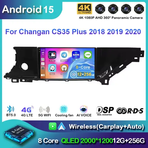 Reproductor Multimedia de coche Android 15 para Changan CS35 plus 2018-2020 navegación GPS Radio estéreo DVD Auto con Carplay No 2 DIN