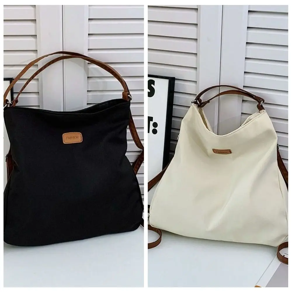 Zaini a tracolla in nylon a doppio uso Borsa tote multifunzionale in tela tinta unita Borsa a secchiello stile coreano Borsa a tracolla per ragazze