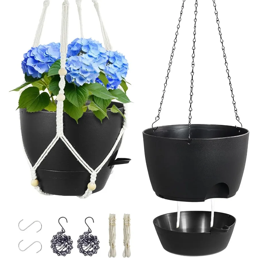 

10 inch Self Watering Hanging Planters 2 Pack Hanging Baskets for Indoor Outdoor Plants Hanging Flower Pots with Drainage Holes