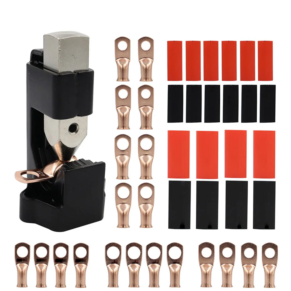 

Hammer Lug Crimping Kit Featuring a Total of 20PCS Wire Lugs Plus Necessary Heat Shrink Tubes for Users' Convenience