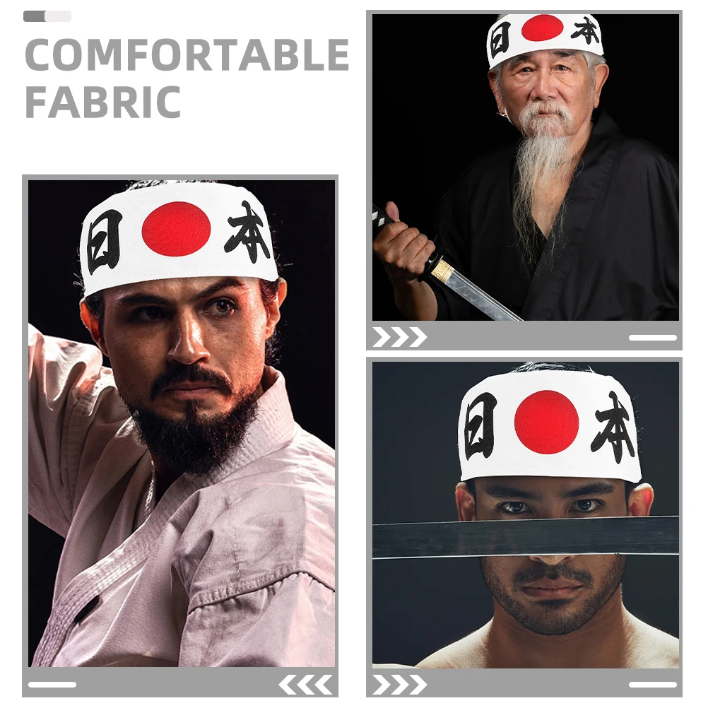 4pcs Japanese Chef Headband Men Hachimaki Cooking Sweatband Karate Training Running Workout