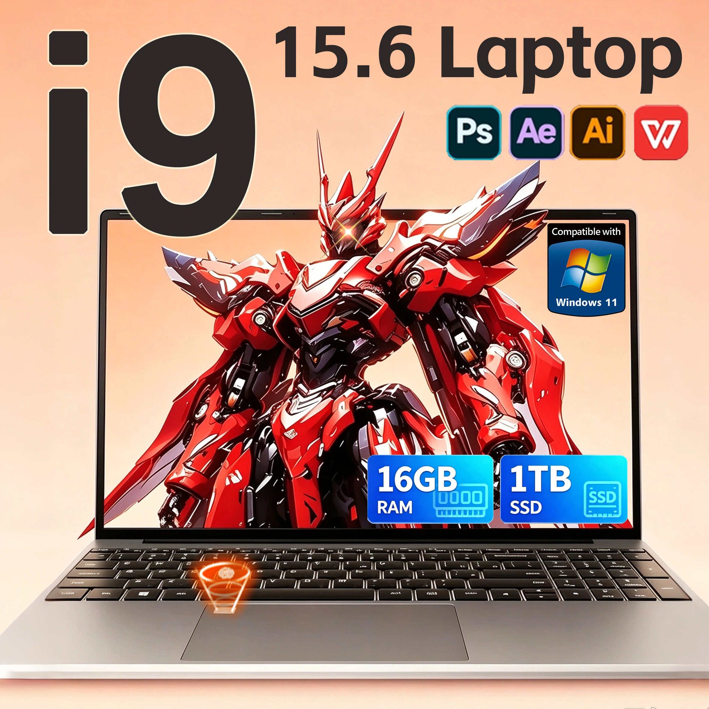 15.6' Laptop Intel Core I9-9900/i3-6100 16GB RAM 1/2TB SSD Windows 11 Pro Fingerprint Unlock Office Game Backlight Laptop