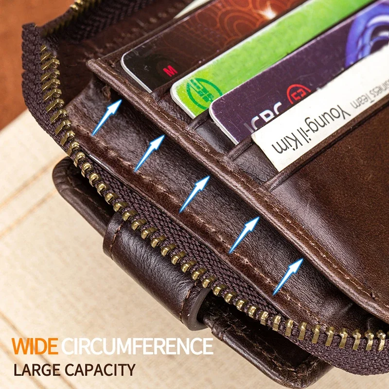 Cowhide Men's Wallet Top Layer Zero Wallets Genuine Leather Driver's License Bag Horizontal Multi Card Anti-theft Brush Holders