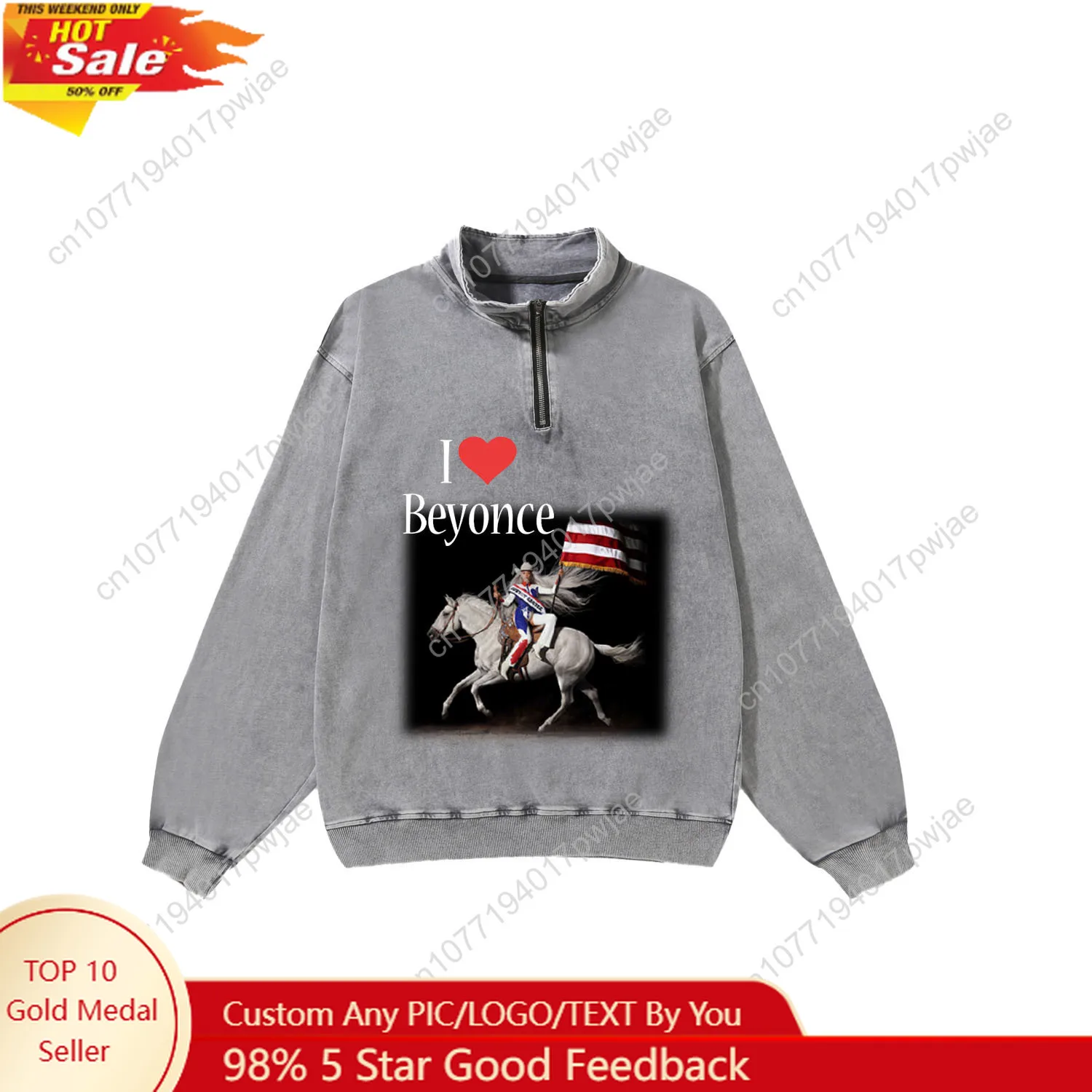 

Beyonce Rock Cowboy Carter Custom Retro Sweatshirt Mans Womans Half Zipper Vintage Sweat Shirt Photo Custom Made Tops