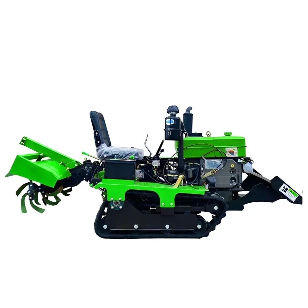 Mini Cultivator Compact Crawler Tractor 25/35HP Rotary Tiller Multi-function Garden Cultivator