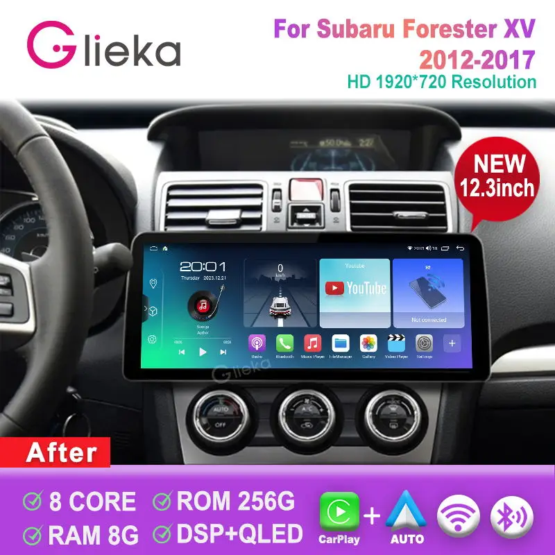 12.3 inch Screen Carplay Android For Subaru Forester XV 2012 - 2017 Car Radio Stereo Multimedia Player GPS WiFi Head Unit