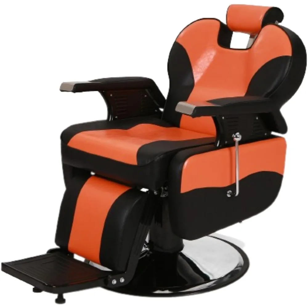 Silla de barbero reclinable de alta resistencia, giratoria de 360 °, ajustable en altura, soporta hasta 440 libras, para barbería y salón de belleza