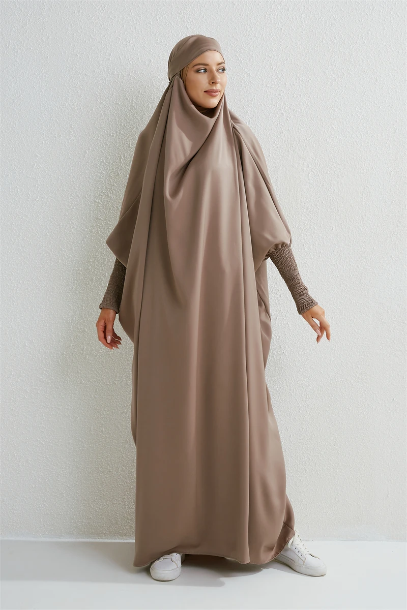 Muslim Abaya Hooded Smocking Sleeve One-piece Prayer Dress Women product image from Kayea’s Collections