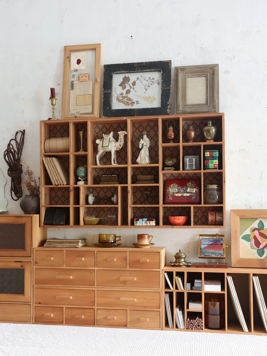 Handmade Wooden 6 Drawers Organizer Chest with Bread Shape Pulls