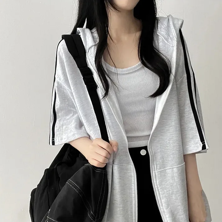 Fall Hoodie Women's Zipper Jacket Spring Autumn 2025 Harajuku Style Student Loose Zip-up Long Sleeve Hoodie Outerwear Cardigan