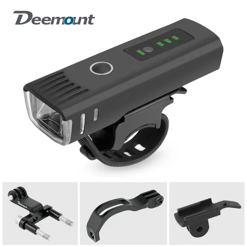 Deemount Bicycle Headlight Auto Manual Front Lighting Battery Volume Indication Handlebar Fork Stem Helmet Quick Mount Release